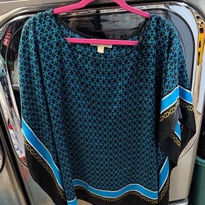 Michael Kors Blue and Black Geometric Blouse